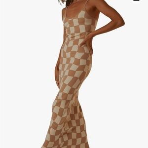 Checkered knit maxi dress